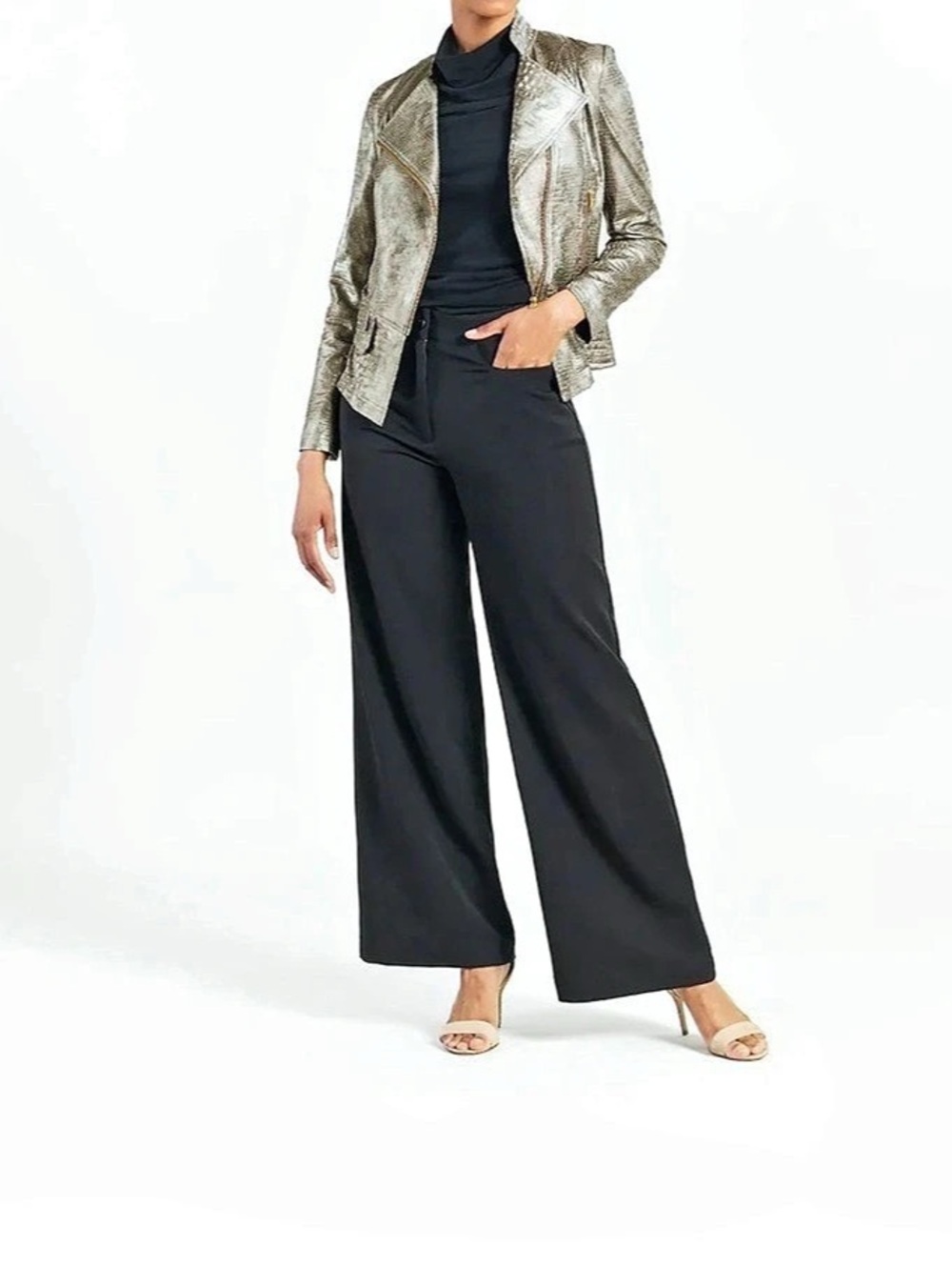 Clara Sunwoo Liquid Leather Textured Biker Jacket - NWOT - Picture 1 of 10